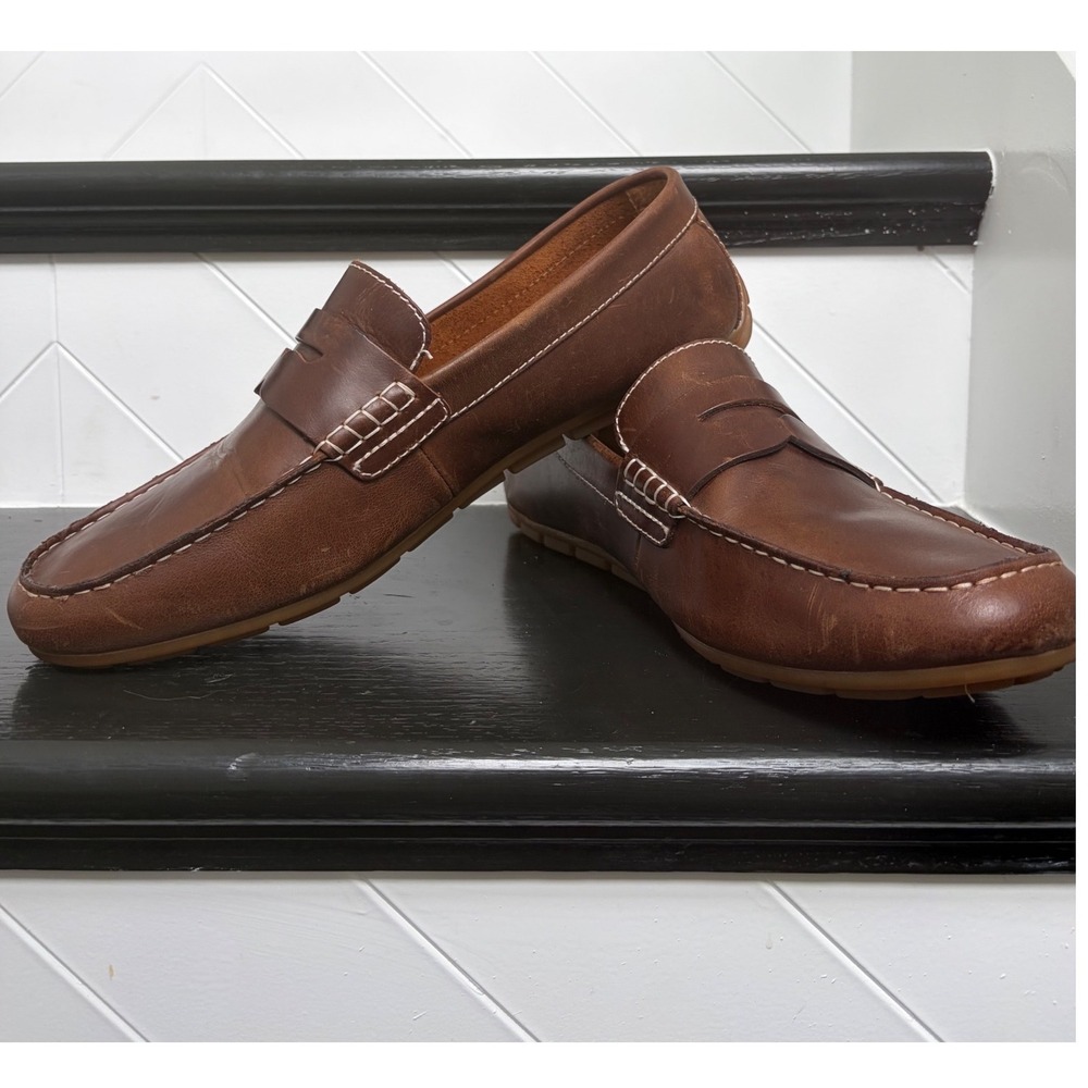 Born Men's Andes leather Cognac penny loafer size 12